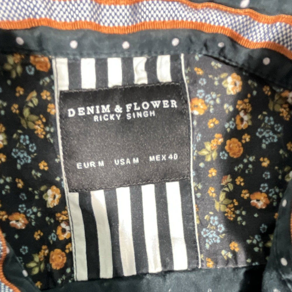 Denim & Flower Ricky Singh Men's Woven Black White Polka Dot Button-Up Shirt M - Picture 3 of 8
